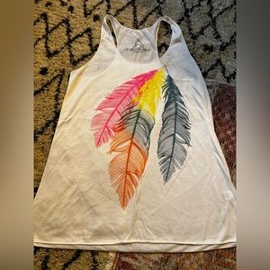 Bear Dance, Three Colorful Feathers Tank Top, Women's Size Medium